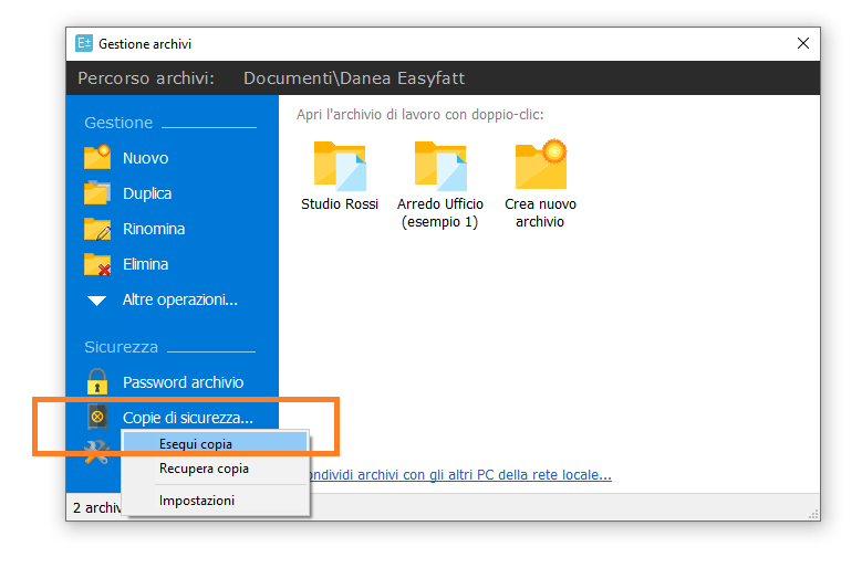 Copia di sicurezza Easyfatt step 1