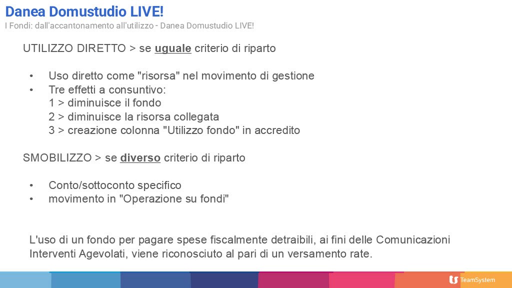 Domustudio LIVE fondi - utilizzo fondi e smobilizzo 