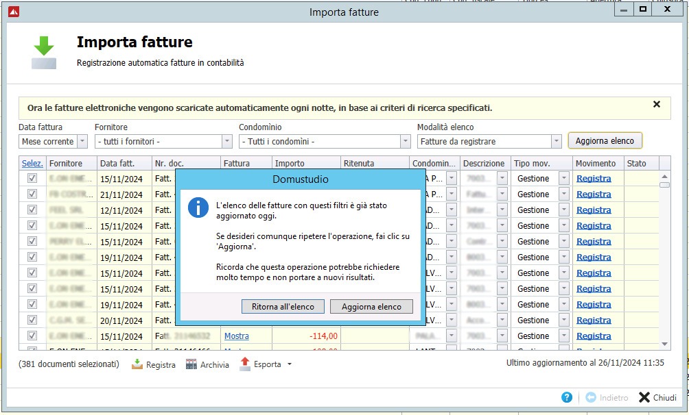 Donwload automatico fatture elettroniche