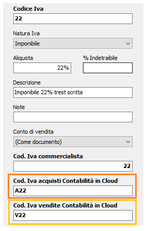 Integrazione Easyfatt e Contabilità in Cloud - configurazione codici IVA