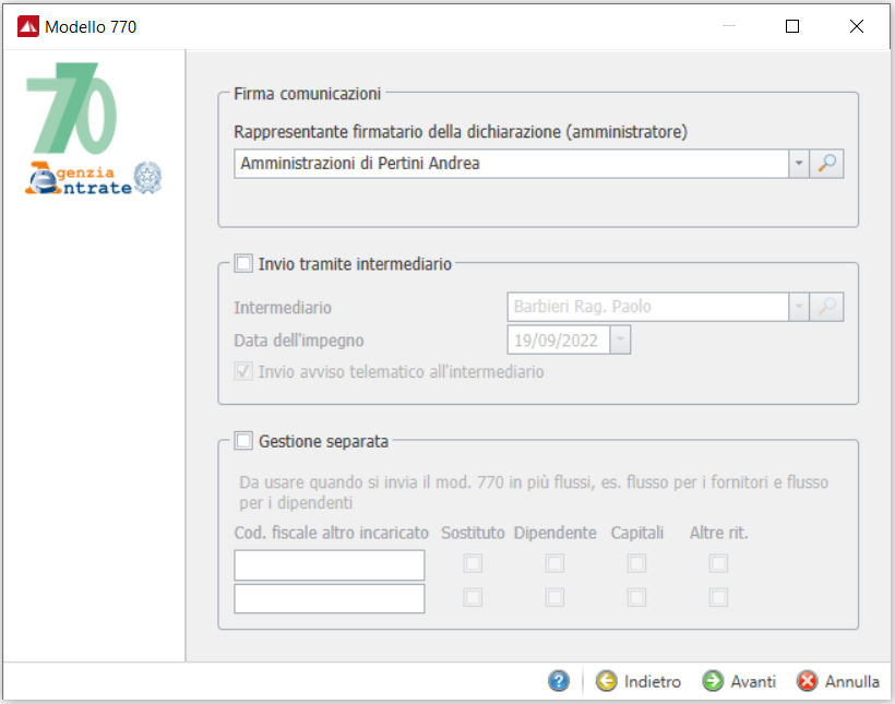 modello 770/2023 - impostazioni