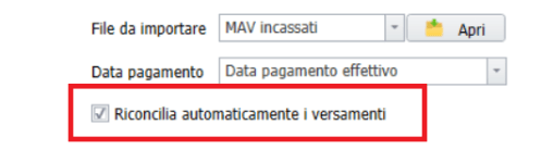 Riconciliazione automatica versamenti