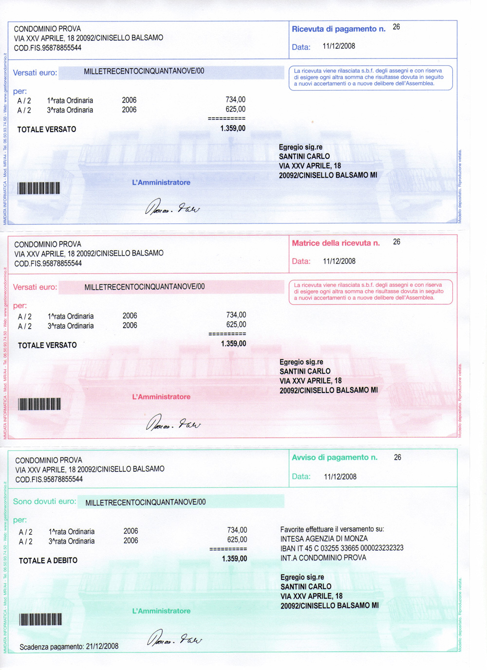 Moduli Ricevute MR/A4